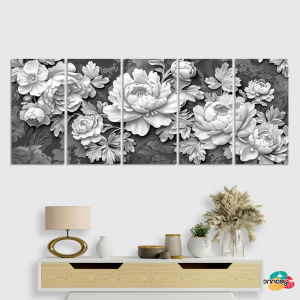 TENNESY Hiasan Dinding Bunga 1 Set  Black & White Piony Flowers 75x30CM Wall Decor Dekorasi Rumah