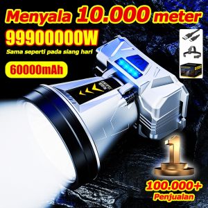 Senter Kepala Menyala 10.000 meter Sama seperti pada siang hari Senter Super Terang Kepala Super Terang Led USB Rechargeable Waterproof Camping Berburu Hiking SENTER KEPALA LED lampu senter kepala
