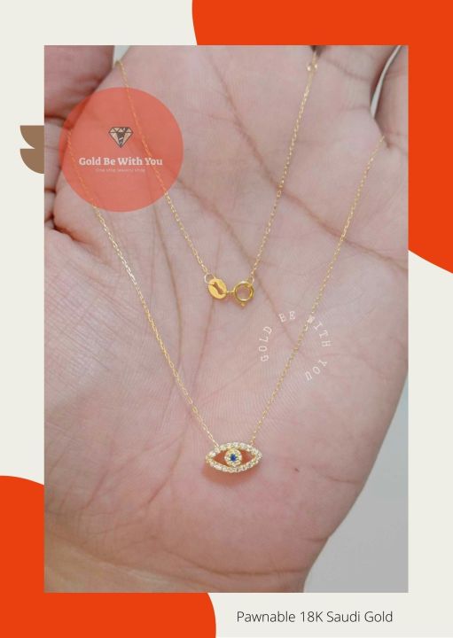 Pawnable 18k Saudi Gold Dainty Evil Eye Necklace Pawnable K-Gold