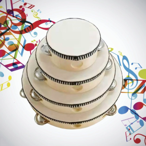 Hàng đơn jingles cầm tay trống Tambourine bằng gỗ trống Tambourine cho người lớn Bộ gõ cho bữa tiệc Đồ chơi giáo dục âm nhạc