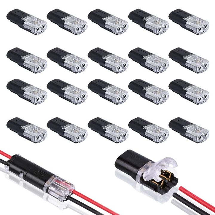 thumbnail image 2 of Wire Connectors Push In Double Wire Plug-in Connectors - 20PCS Waterproof Electrical Connectors With Locking Buckle Low Voltage Double Wire Plug In 2 of 10