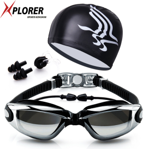 Anti-Fog UV Protection กันน้ํา Conjoined ปลั๊กอุดหูฟรีคลิปหนีบจมูกและปลั๊กอุดหู 4 In 1 แว่นตาว่ายน้ําชุดหมวกว่ายน้ํา