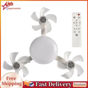 [Ueb]Electric Cordless Fan with LED Light Remote Control Universal Dimming Drone Fan E27 for Dining Room Bedroom Living Room