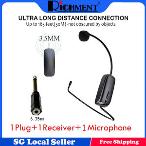 【✅SG Seller✅】RICHMENT 2.4G UHF 2 In 1 Headphones Wireless Mic Headset and Handheld Wireless Microphones Professional Head-Wear Mic Volume Amplifier for Speech Teaching Radio Loudspeaker 3 in 1 Dual Microphone Headset 160 ft Range (with FREE SHIPPING)