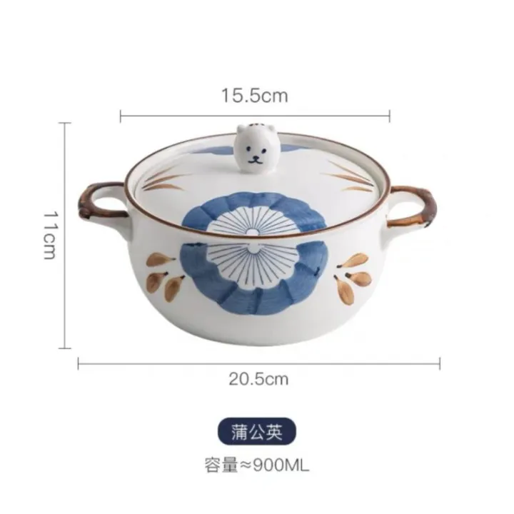 ชามกระเบื้องมีฝาปิด ชามมาม่า ขนาด15.5cm.เข้าไมโครเวฟได้ | Lazada.co.th