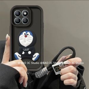 New Phone Case Honor X8C Honor 90 Lite 70 HonorX8C 5G 4G Ins Cute Cartoon Fashion Stereoscopic Doraemon Doll Silicone Soft Casing with Simple Lanyard 2025