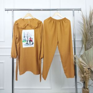 Priskila Cell SAKURA SET Bahan CRINKLE APLIKASI SABLON (REALPICT) Setelan Wanita Dewasa Terbaru Viral Jumbo Ukuran M L XL XXL Stelan Wanita Cringkle 2 in 1 Baju dan Celana One Set Wanita OOTD HIjab Atasan Tunik dan Bawahan
