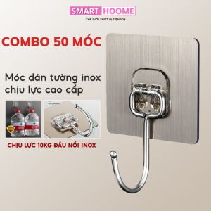 COMBO 50 Móc dán tường chịu lực inox 304 Móc treo tường siêu dính treo đồ đa năng quần áo tiện ích-SMH