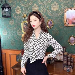 ชุดเสื้อชีฟองคอวีหูกระต่ายหลากสี สำหรับผู้หญิงเสื้อหรู หรา 2024