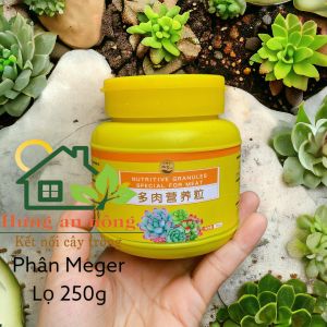 Lọ 100g/250g Phân bón hữu cơ tan chậm Meger mập lá to lá tăng màu tốt rễ ngừa thối rễ dành các loại cây mọng nước