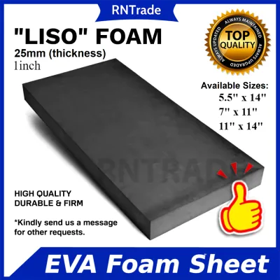 25mm (1inch) EVA Rubber Sheet Liso Foam Black for DIY Crafts Cushion Insulation Padding Insoles Shoes Pet Bedding Gym Mat Fitness Matting Cosplay Design Gym Padding (EVA Foam)