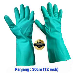 Sarung Tangan Karet 12Inch Nitrile Trasti Panjang 30Cm Warna Hijau Size Lengkap