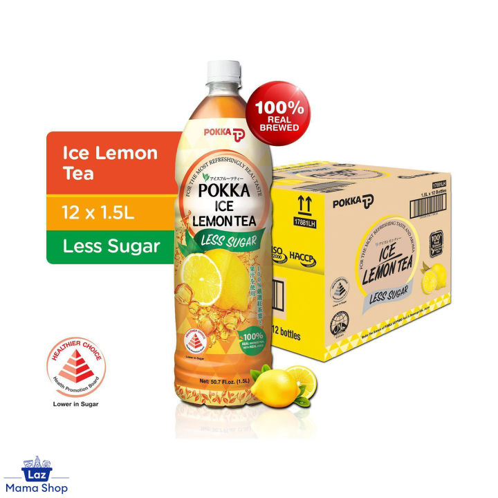 Pokka Ice Lemon Tea Less Sugar (12 x 1.5L) Case (Laz Mama Shop