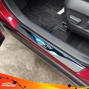 Car Door Sill Strip for Mazda 3 6 CX30 CX5 2013-2026 Accessories Universal Rubber Anti-Scratch Threshold Guards Stainless Steel Scuff Plates Protector Sticker Cover 4pcs Auto Parts