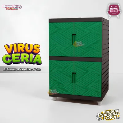 LEMARI PLASTIK VIRUS KINGDOM 3 SUSUN LEMARI PAKAIAN MINIMALIS CABINET SERBAGUNA - CREAM