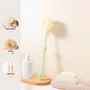 Angola Sikat Punggung Badan dan Sponge Puff Loofah 2in1 D92 Alat Bantu Gosok Punggung Badan 2 Sisi/Sikat Punggung Serbaguna/Bath Brush