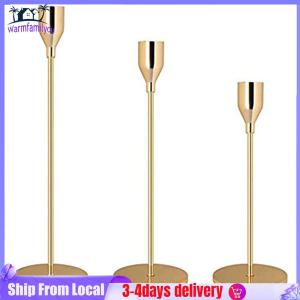 3Pcs Gold Candle Holders Candle Stick Holder for Fireplace Mantel Wedding