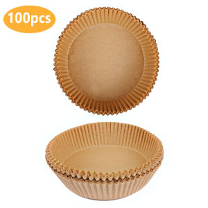 Hot 50/100pcs Air Fryer Disposable Paper For Air Fryer Cheesecake Air Fryer Accessories Parchment Wood Pulp Steamer Baking Paper