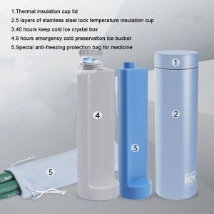 DAWEIF Carry-on Insulin Cooler Box LCD Digital Display Automatic Temperature Control Insulin Refrigerator Cup Portable USB Charging Refrigerated Cup for Home