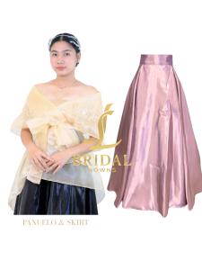 Set filipiniana panuelo wrap around with satin skirt