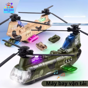 Máy Bay Trực Thăng Vận Tải Điện Tử Đa Năng Có Đèn Nhạc Tự Chạy & Phóng Xe Tăng Mini Đồ Chơi Máy Bay Trực Thăng Vận Tải