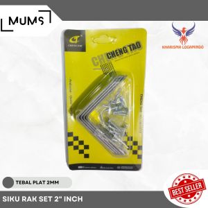 KHARISMA Plat Siku Rak Ambalan 2" Inch Set 4 Pcs / Siku Rak L Bracket Oval Penyangga Meja Kursi Lemari Tv Besi Stainless 5cm x 5cm Siku Rak Verseng Breket Braket Dinding Tembok 50mm x 50mm