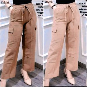 Celana Cargo Wanita Kekinian TEBAL MELAR Highwaist Jumbo ALL SIZE/Celana Cargo Panjang Wanita HIghwast/Celana Panjang Kulot Cargo wanita