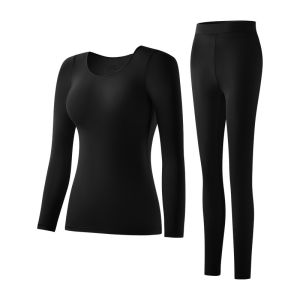 Womens Hyaluronic Acid Thermal Underwear Long Sleeve Nude Feeling No Trace Clothing Set