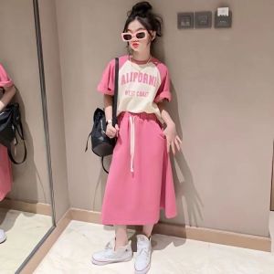 LOBER ชุดแฟชั่นเด็กผู้หญิง ชุดเด็กโต ชุดกระโปรงเด็กหญิง ชุดเด็กหญิง5 -13ปี ชุดเซ็ทเด็กผู้หญิง เสื้อเด็กหญิง + กระโปรงสาว เสื้อผ้าเด็กโต