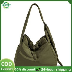 Elegant Nylon Hobo Bag for Women with Adjustable Shoulder Strap and Drawstring Closure for Daily Use