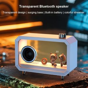 DIY Transparent Bluetooth Speaker RGB Colorful Lighting Computer Subwoofer Desktop Audio with High Volume Display BT AUX Play