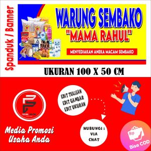 cetak spanduk banner warung sembako / toko sembako 100 x 50 cm