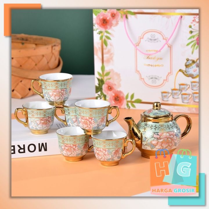 Harga Grosir Set Cangkir Teko Teapot Piring Set In Parcel Kado Teko Cangkir Teh Keramik