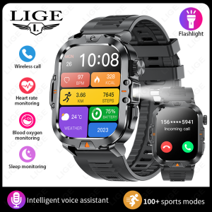 LIGE Jam Tangan Pintar Pria IPS Layar 400mAh Panggilan Bluetooth Anti Air 100+ Olahraga Jam Tangan