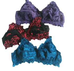 PAKET 4PCS BH WANITA FULL BRUKAT TANPA KAWAT TANPA BUSA BRA FULL RENDA UKURAN 34-42