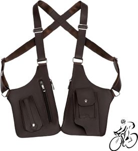 Armpit Bag for Men Double Shoulder Armpit Bag for Men Double Shoulder Strap Multi-pocket Outdoor Anti-Theft Tactical Bag For Cycling Cross-Country And Marathons (Black)
