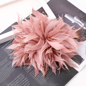 OKKFINE Feather Feather Flower 18-20cm Large Handmade Feather Brooch Accessories Vintage DIY Flower Lapel Pins Wedding