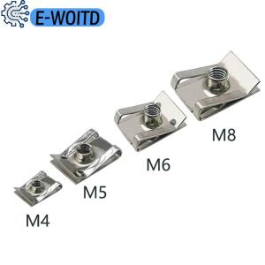 E-WOITD 10pcs Stainless Steel U Type Clips with Thread M6 M5 M4 M8 8mm 5mm 6mm 4mm Reed Nuts for Car Motorcycle Scooter ATV Moped