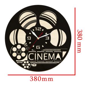 FFBH Cinema Roll Film Nature Wood Clock Movie Decor For Home Theater Filmstrip Eco Friendly Natural Art Quiet Sweep Quartz Wall Clock 9Q4T2