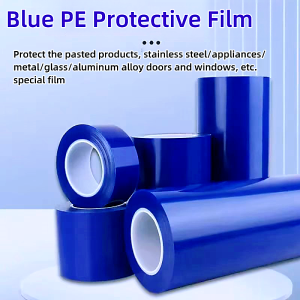 High-adhesive Blue Pe Protective Film Self-adhesive Film Tape Aluminum Stainless Steel Film Metal Film Electrical Packaging Film 0.05mm Thickness