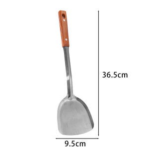 YESPERY ไม้พายด้ามสแตนเลสยาวหนาช้อนกรองแผ่นปูพื้นไม้ตะหลิวทำกับข้าวเครื่องครัวห้องครัว