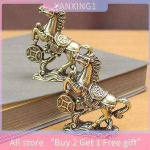 [COD] PkYeG KITCHEN Brass Horse Step On Coins Lucky Statue Feng Shui Desk Miniatures Pure Copper Crafts Collections Chinese Home Office Figurines