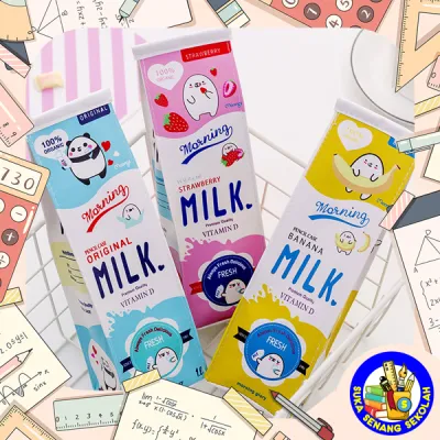 Kotak Pensil / Tempat Pensil Bentuk Kotak Susu Lucu SK0078