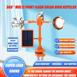 New Solar Powered Voice Controlled Bird Repeller for Gardens Smart Anti-Bird Device with Loud Quack Sound