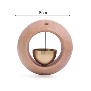 Doorbell chime magnetic brass wood Japanese style self adhesive home decor minimalist room entry bell quiet sound