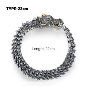 Black Dragon Men Bracelet Hip Hop Rock Style Golden Horn Domineering Women Party Copper Vintage Fashion Jewelry Fashion Retro Silver Plated Dragon Head Keel Bracelet for Men Holiday Gift Hip Hop Punk Chain Hand Jewelry Accessories