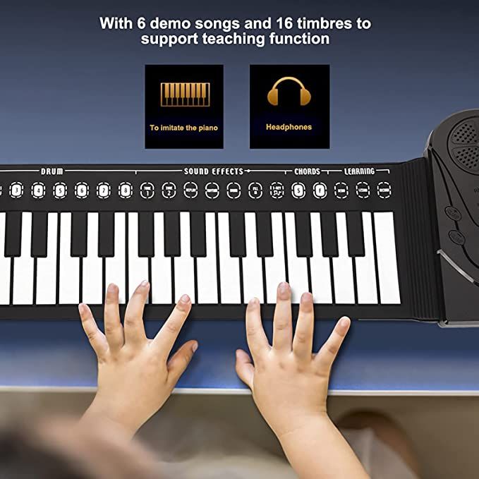 Foldable Hand Roll Piano 49 Key Silicone Rubber Electronic Keyboard