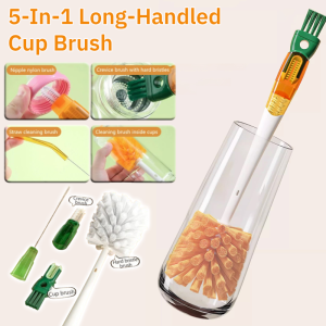 5-In-1 Long-Handled Cup Brush Cup Rim Straw Cleaning Brush Multifunctional Bottle Gap Cleaner Brush