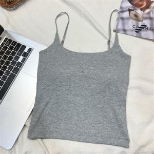 SelfLoveBuying X681 Korean Style Square Neck Pure Cotton Womens Vest with Chest Pad Street Style Tube Top Summer light-thin sling vest with chest pad Casual Fabric Womenswear Crop Top Short Basic Comfort Lady