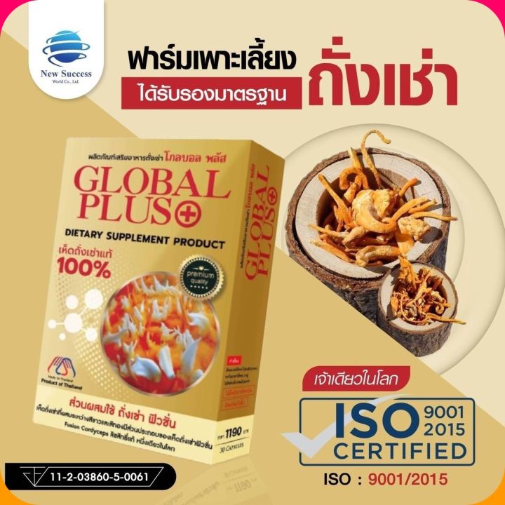 ถั่งเช่า โกลบอลพลัส Global Plus เห็ดถั่งเช่าแท้100% บรรจุ 30 แคปซูล ...